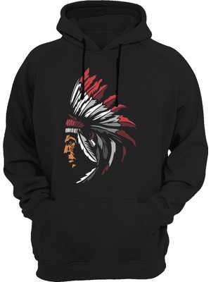 Widi Kızılderili Baskılı Siyah Sweatshirt