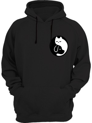 Widi Kedi Köpek Baskılı Siyah Sweatshirt