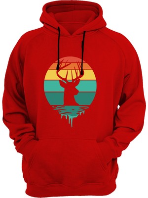 Widi Geyik Baskılı Kırmızı Sweatshirt