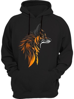 Widi Tilki Baskılı Siyah Sweatshirt