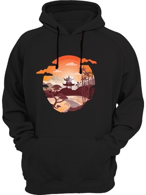 Widi Japon Evi Baskılı Siyah Sweatshirt