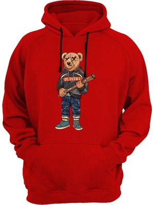 Widi Ayıcık Baskılı Kırmızı Sweatshirt
