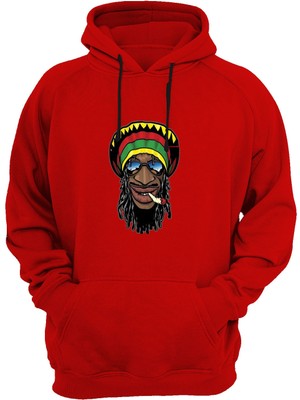 Widi Bob Marley Baskılı Kırmızı Sweatshirt