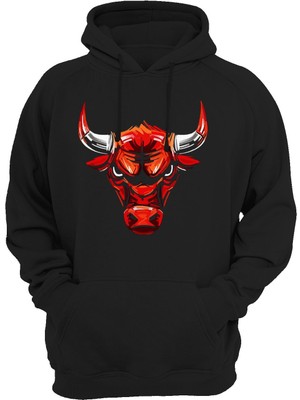 Widi Boğa Baskılı Siyah Siyah Sweatshirt