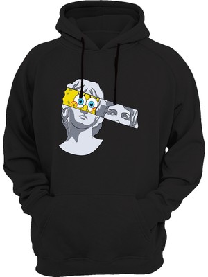 Widi Heykel Baskılı Siyah Sweatshirt