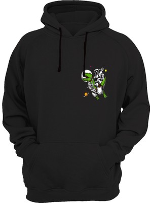 Widi Astronot Baskılı Siyah Sweatshirt