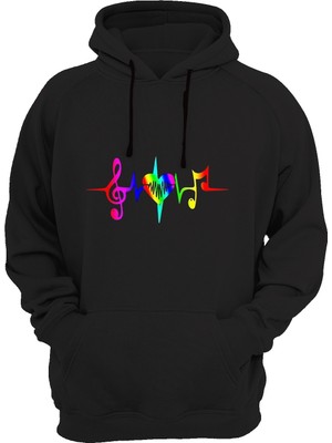 Widi Kalp Atışı Baskılı Unisex Siyah Sweatshirt