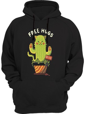 Widi Kaktüs Baskılı Siyah Sweatshirt