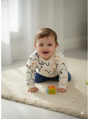 Buufuu Erkek Bebek Takım Baskılı Uzun Kollu Pamuklu Alt Üst