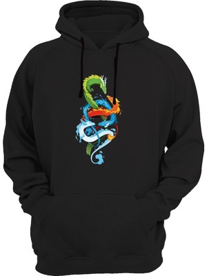 Widi Ejder Baskılı Siyah Sweatshirt