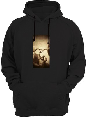 Widi Heykel Baskılı Siyah Sweatshirt