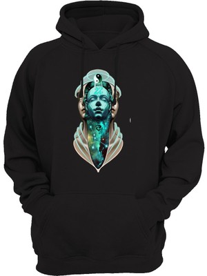 Widi Baskılı Siyah Sweatshirt