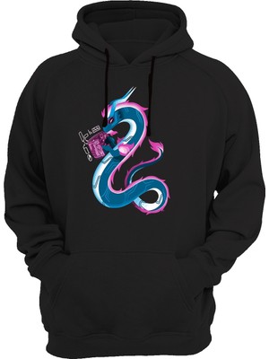 Widi Ejder Baskılı Siyah Sweatshirt