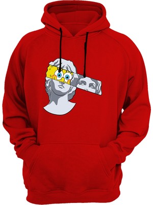 Widi Heykel Baskılı Kırmızı Sweatshirt