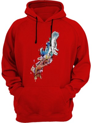 Widi El Baskılı Kırmızı Sweatshirt