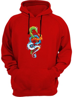 Widi Ejder Baskılı Kırmızı Sweatshirt