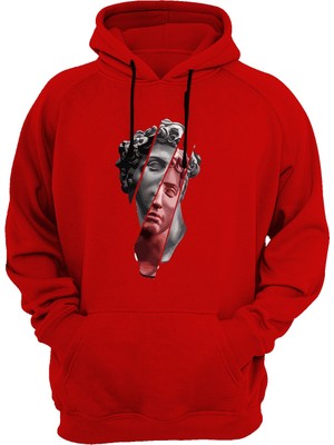 Widi Heykel Baskılı Kırmızı Sweatshirt