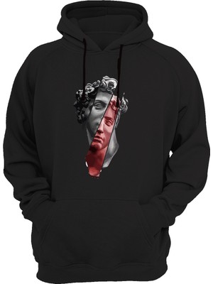 Widi Heykel Baskılı Siyah Sweatshirt