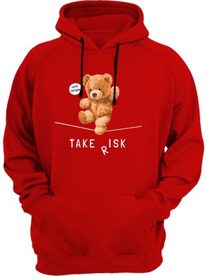 Widi Sevimli Ayıcık Baskılı Kırmızı Sweatshirt