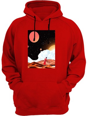 Widi Çöl Baskılı Kırmızı Sweatshirt