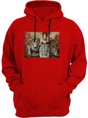 Widi Kaplan Baskılı Kırmızı Sweatshirt