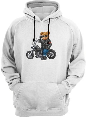 Widi Motorcu Ayı Baskılı Sweatshirt