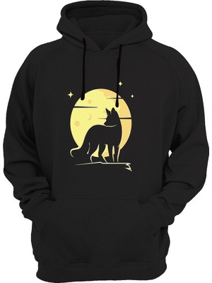 Widi Tilki Baskılı Siyah Sweatshirt