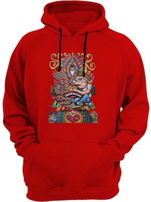 Widi Göz Baskılı Kırmızı Sweatshirt