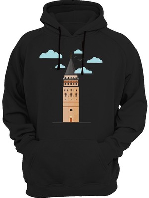 Widi Galata Baskılı Siyah Sweatshirt