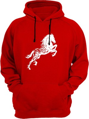 Widi At Baskılı Kırmızı Sweatshirt