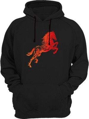 Widi At Baskılı Siyah Sweatshirt