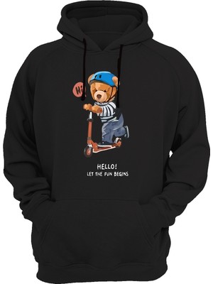 Widi Hello Ayıcık Baskılı Siyah Sweatshirt