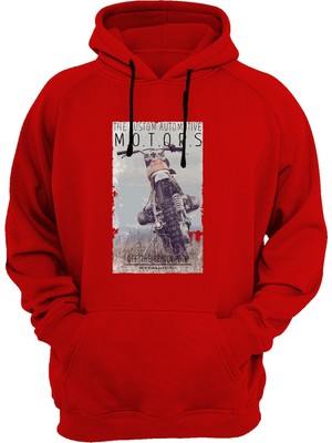 Widi Motors Baskılı Kırmızı Sweatshirt