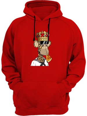 Widi Maymun Baskılı Kırmızı Sweatshirt