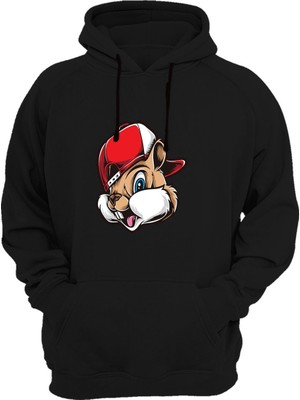 Widi Sincap Baskılı Siyah Sweatshirt