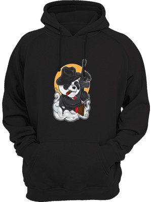 Widi Mafya Panda Baskılı Siyah Sweatshirt