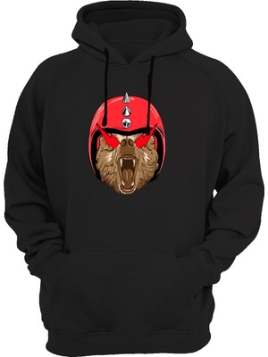 Widi Kask Baskılı Siyah Sweatshirt