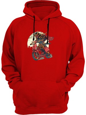 Widi Samuray Baskılı Kırmızı Sweatshirt