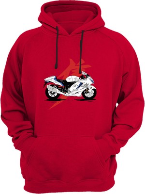 Widi Racing Motorsiklet Japon Motoru ve Yazı Baskılı Şık 3 Iplik Kalın Şardonlu Kanguru Cepli Sweatshirt
