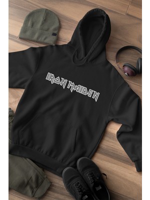Widi Iron Maiden Rock Metal Müzik Baskılı Streetwear Cool Regular Fit %100 Pamuk Çocuk Siyah Sweatshirt