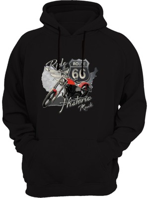 Widi Route 66 Baskılı Siyah Sweatshirt