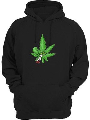 Widi Yaprak Baskılı Siyah Sweatshirt..