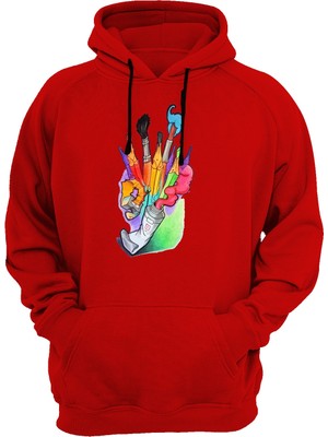 Widi Kalem Baskılı Kırmızı Sweatshirt