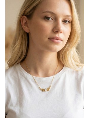 Jewels of Hope Taşlı Melek Kanadı 316L Çelik Kadın Kolye - Kararmaz Gold Zincir 51 cm