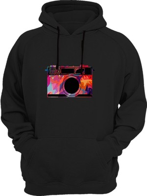 Widi Kamera Baskılı Siyah Sweatshirt