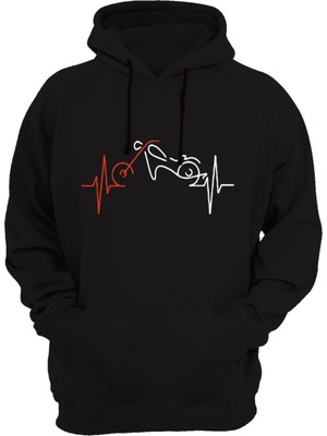 Widi Motor Baskılı Siyah Sweatshirt