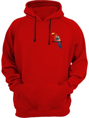Widi Papağan Baskılı Kırmızı Sweatshirt