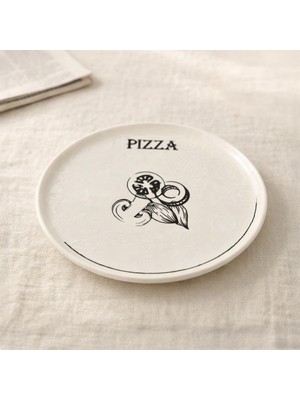 Evidea Kitchen Gourmet Pizza Tabağı - Krem / Siyah - 30 cm