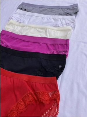 Tutku Kadın Dantelli Çok Renkli Toparlayıcı Külot 6'lı Set-Çok Renkli-Standart