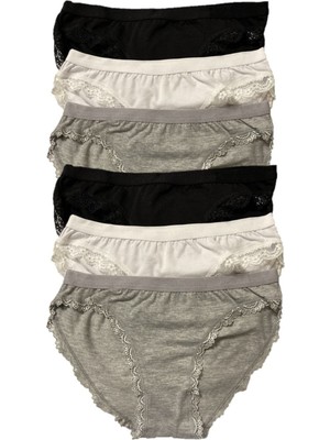 Tutku Kadın Işık Bikini 6 Adet-Siyah Beyaz Gri-M